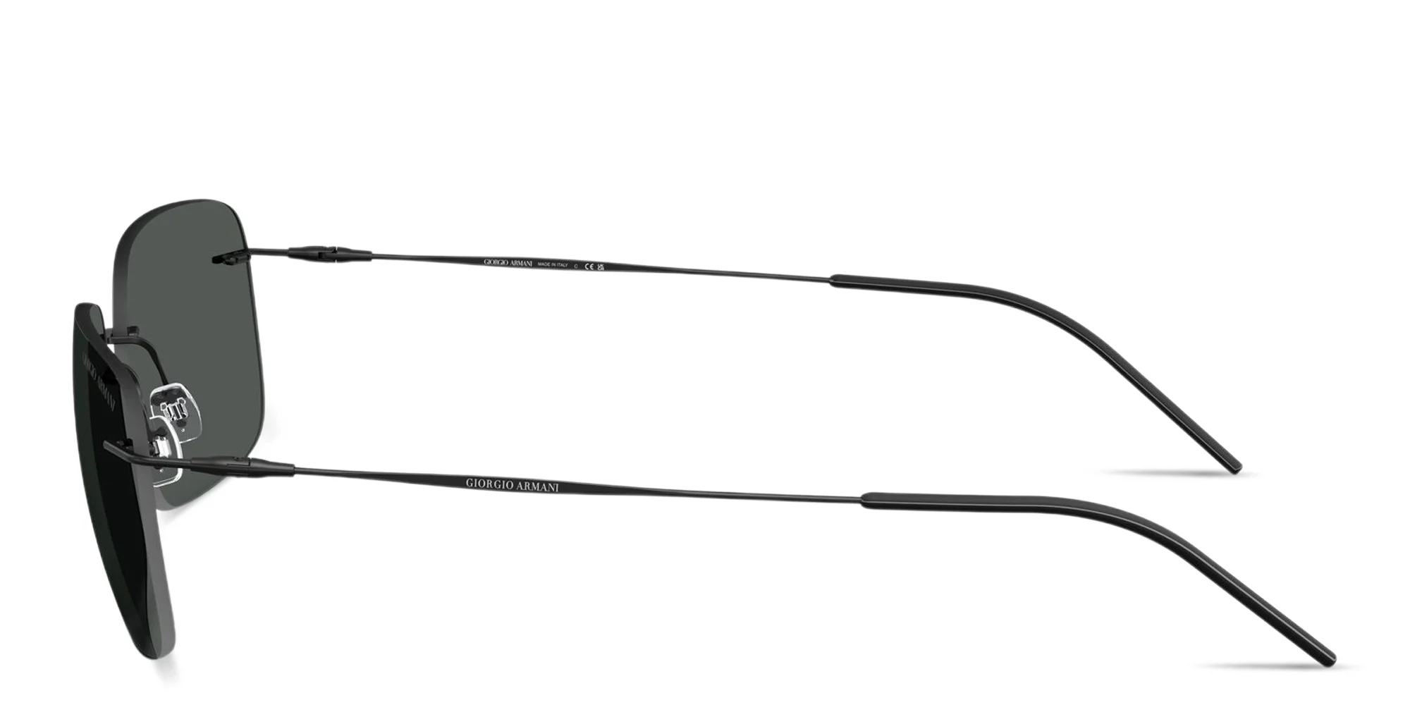 Shop GIORGIO ARMANI Logo Rimless Pillow Sunglasses in Matte Black online.