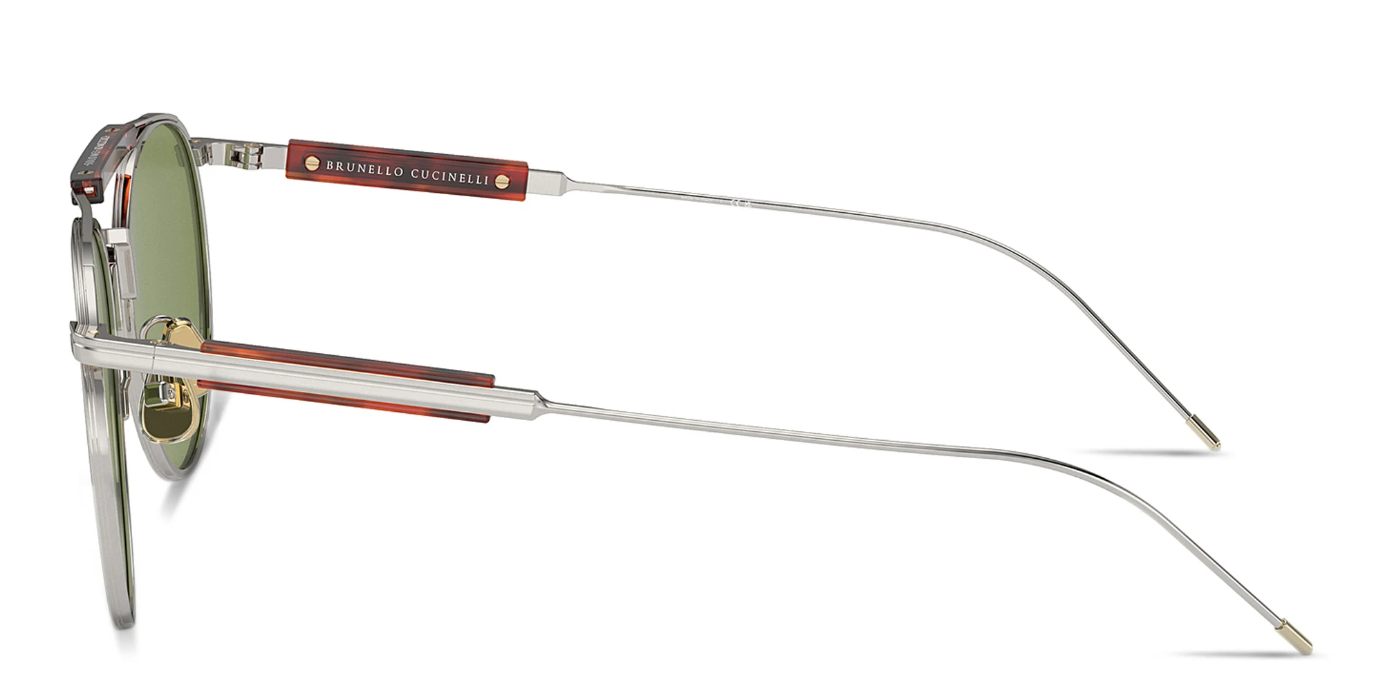 Shop BRUNELLO CUCINELLI Sartorial Sunset Unisex Round Sunglasses in Silver online.