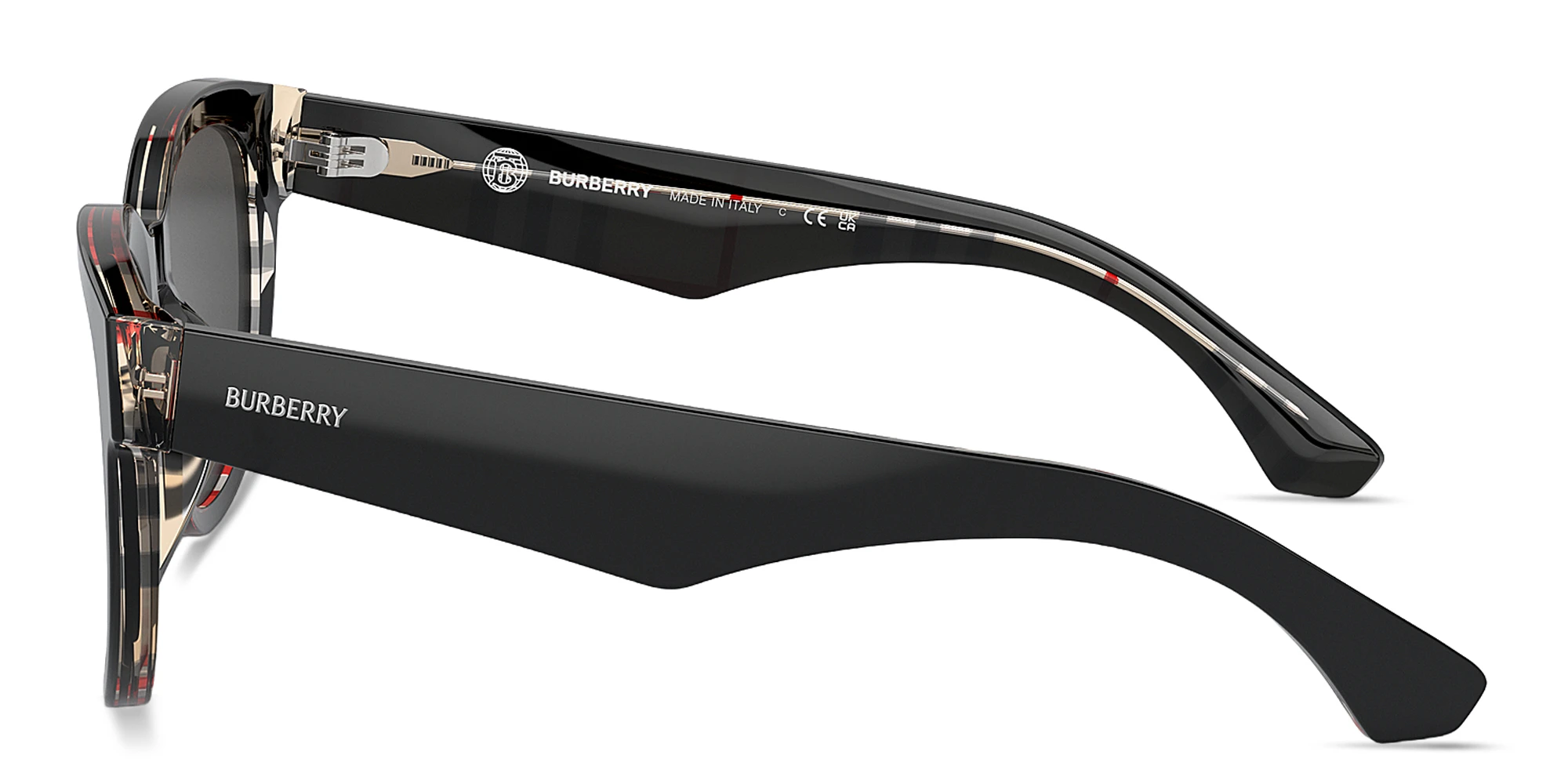 Shop BURBERRY Logo Print Panthos Sunglasses in Black online.