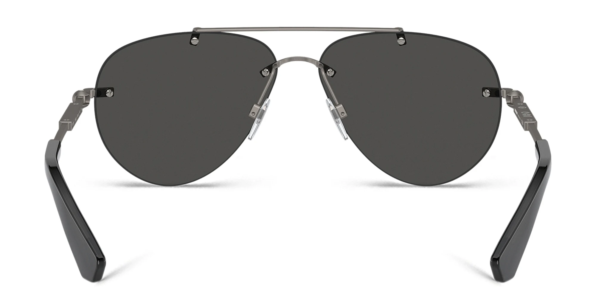 Shop BURBERRY Logo Rimless Pilot Sunglasses in Gunmetal online.