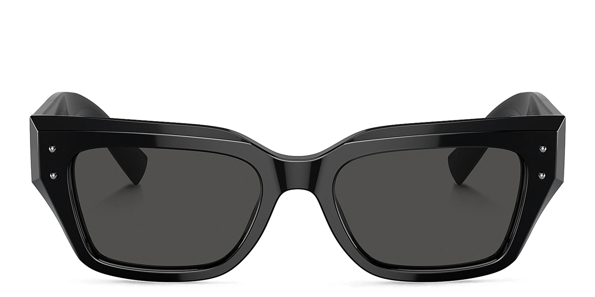 Shop Dolce & Gabbana Logo Rectangle Sunglasses in Black online.
