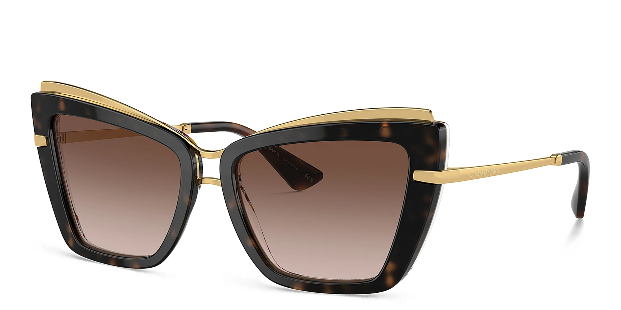 Shop Dolce & Gabbana Logo Cat-Eye Sunglasses in Havana online.