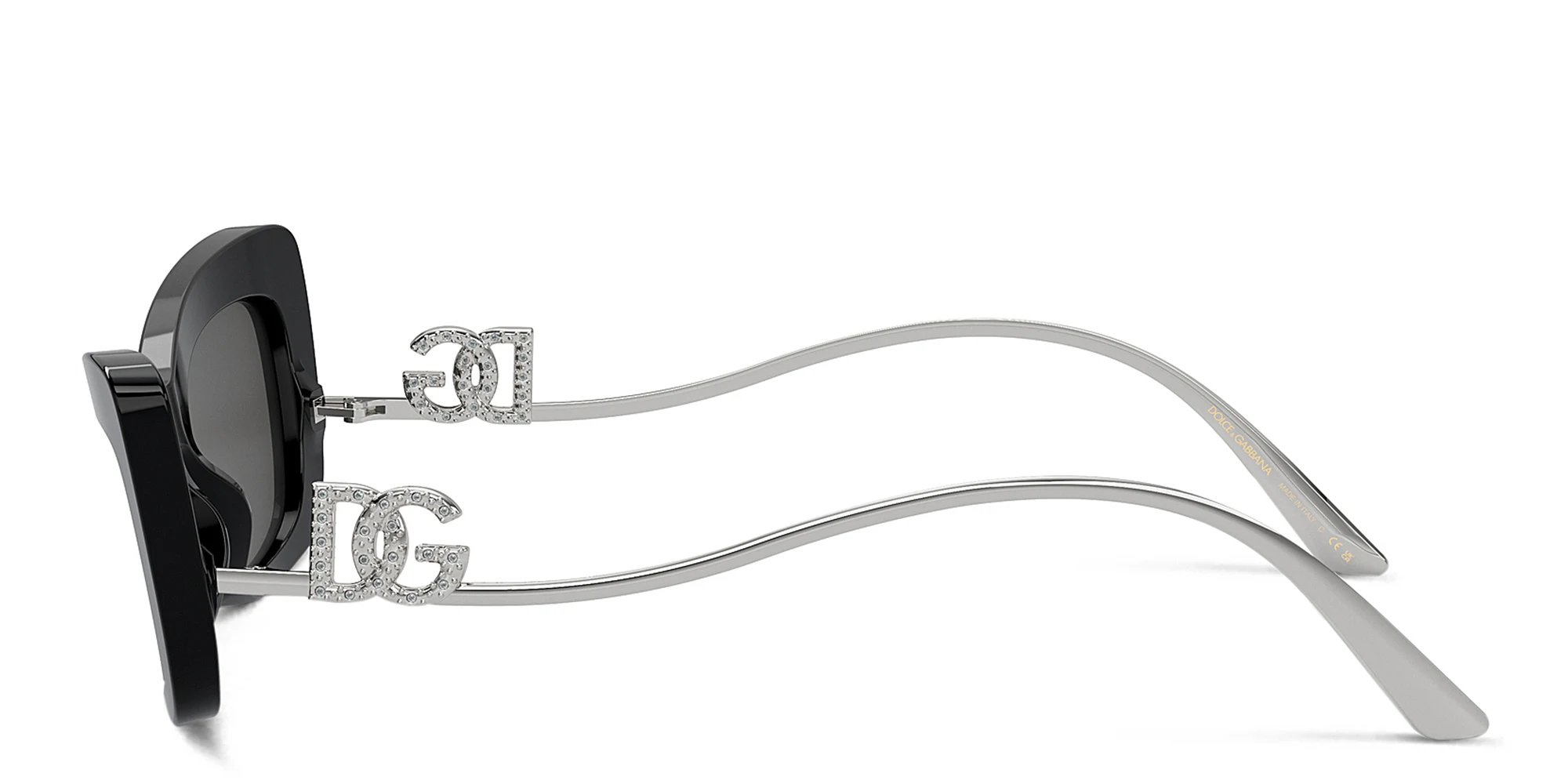 Shop Dolce & Gabbana Rhinestone DG Motif Cat-Eye Sunglasses in Black online.