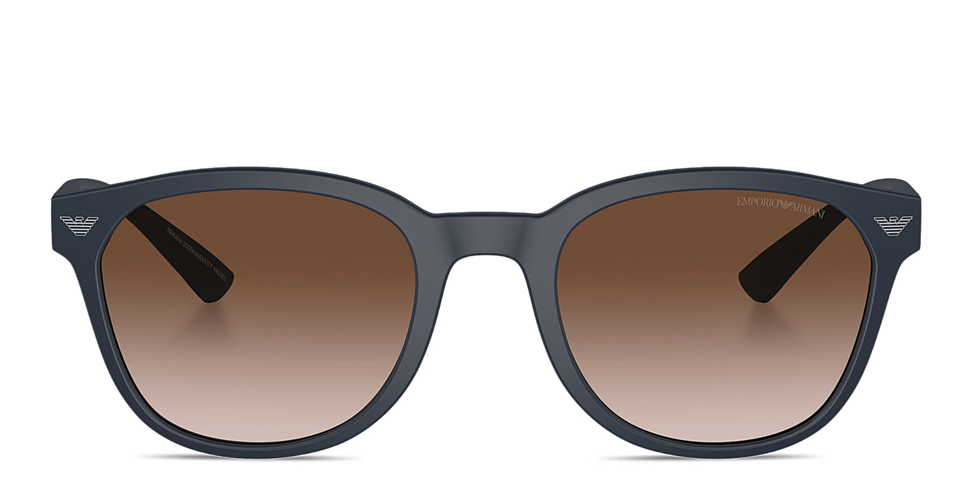 Shop Emporio Armani Logo Panthos Sunglasses in Blue online.