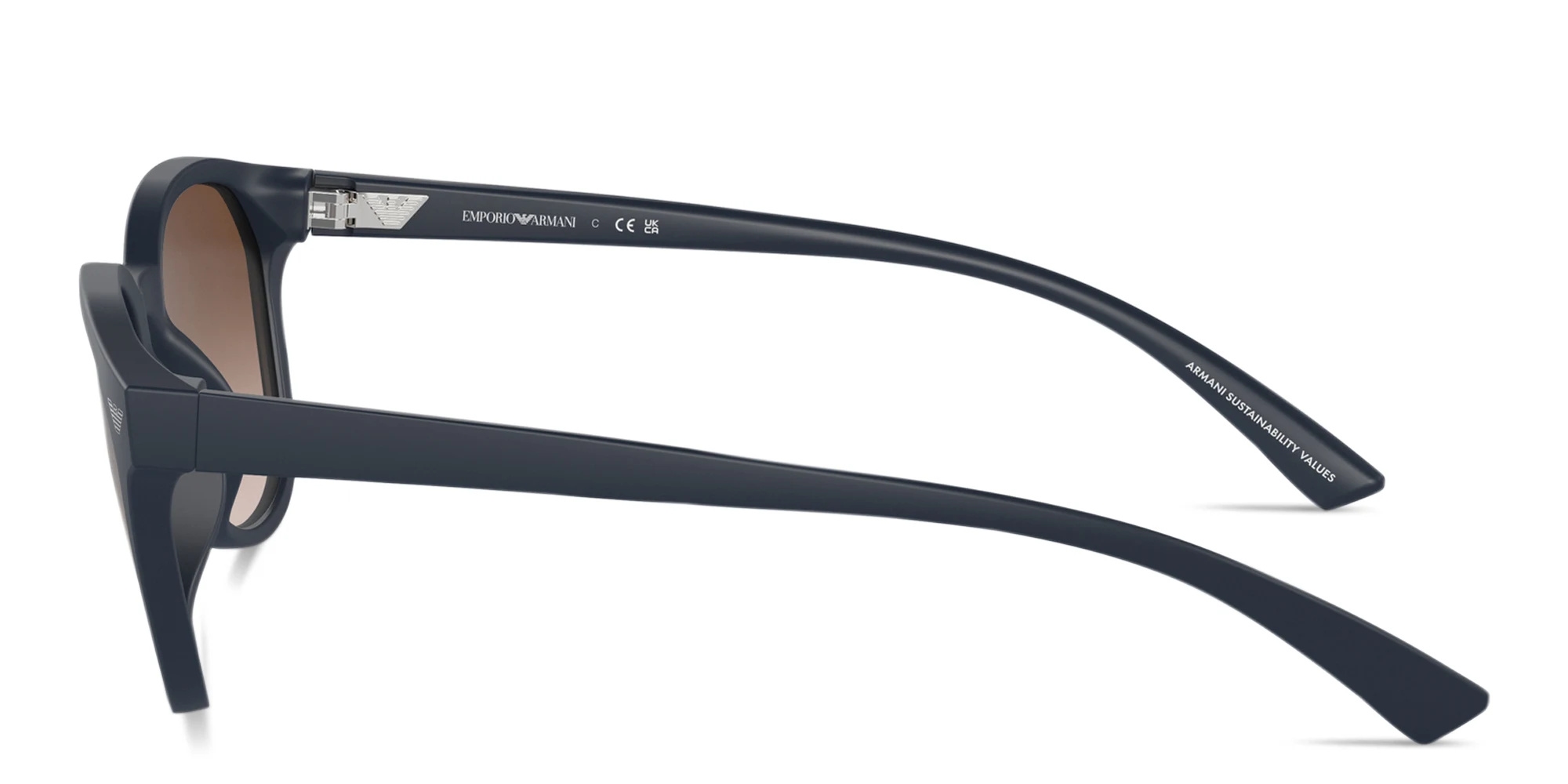 Shop Emporio Armani Logo Panthos Sunglasses in Blue online.