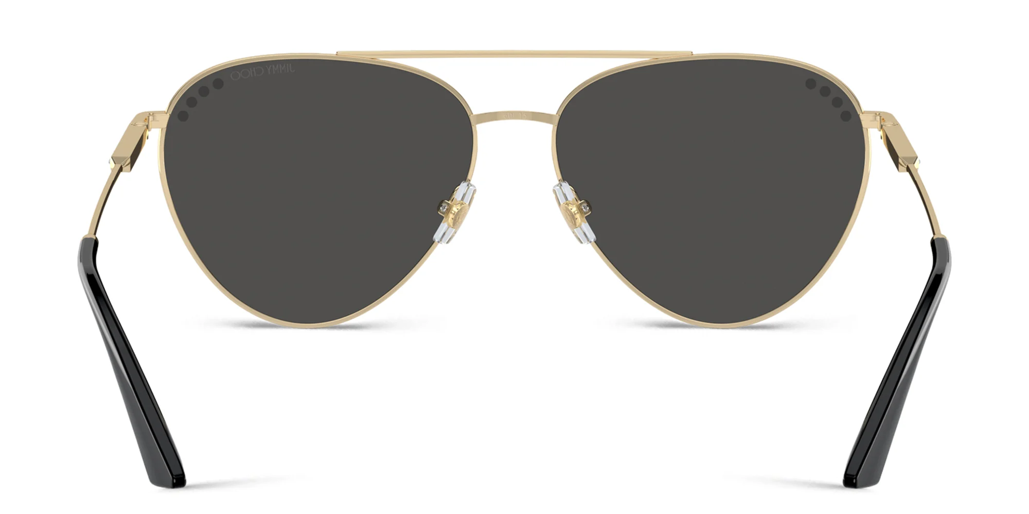Shop JIMMY CHOO Rhinestone-Embellished Aviator Sunglasses in Gold online.