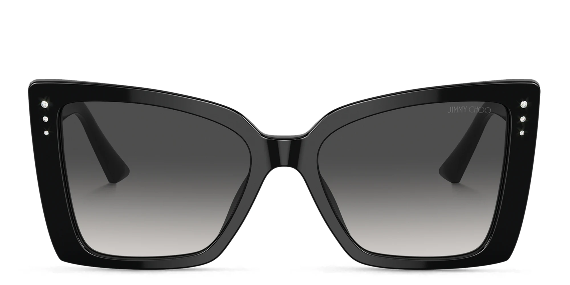 Shop JIMMY CHOO Rhinestone-Embellished Oversized Cat-Eye Sunglasses in Black online.