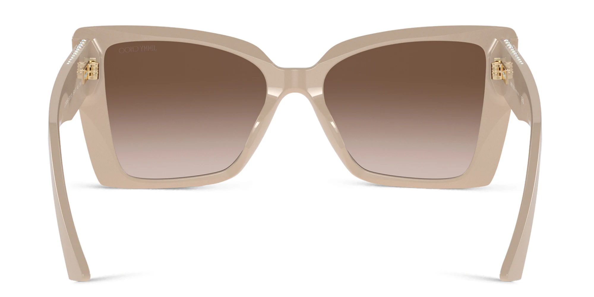 Shop JIMMY CHOO Rhinestone-Embellished Oversized Cat-Eye Sunglasses in Beige online.