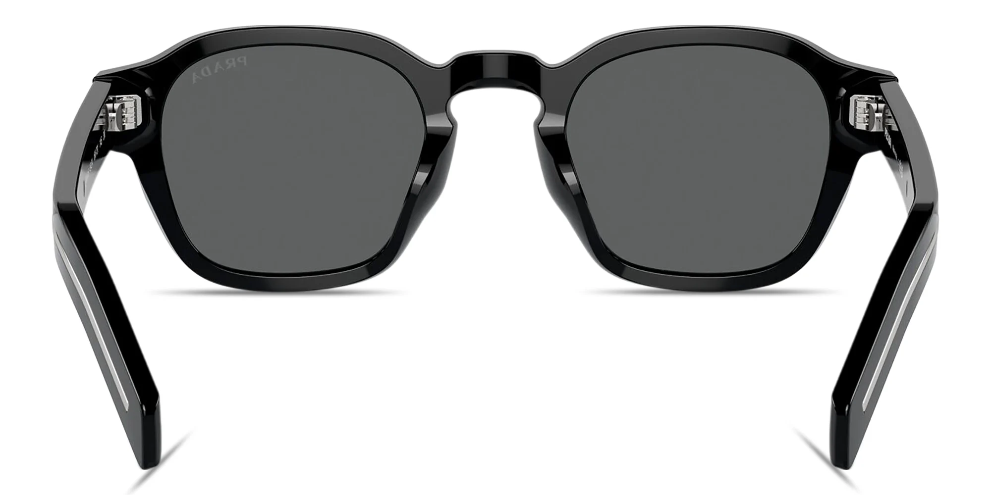 Shop PRADA Logo Round Sunglasses in Black online.