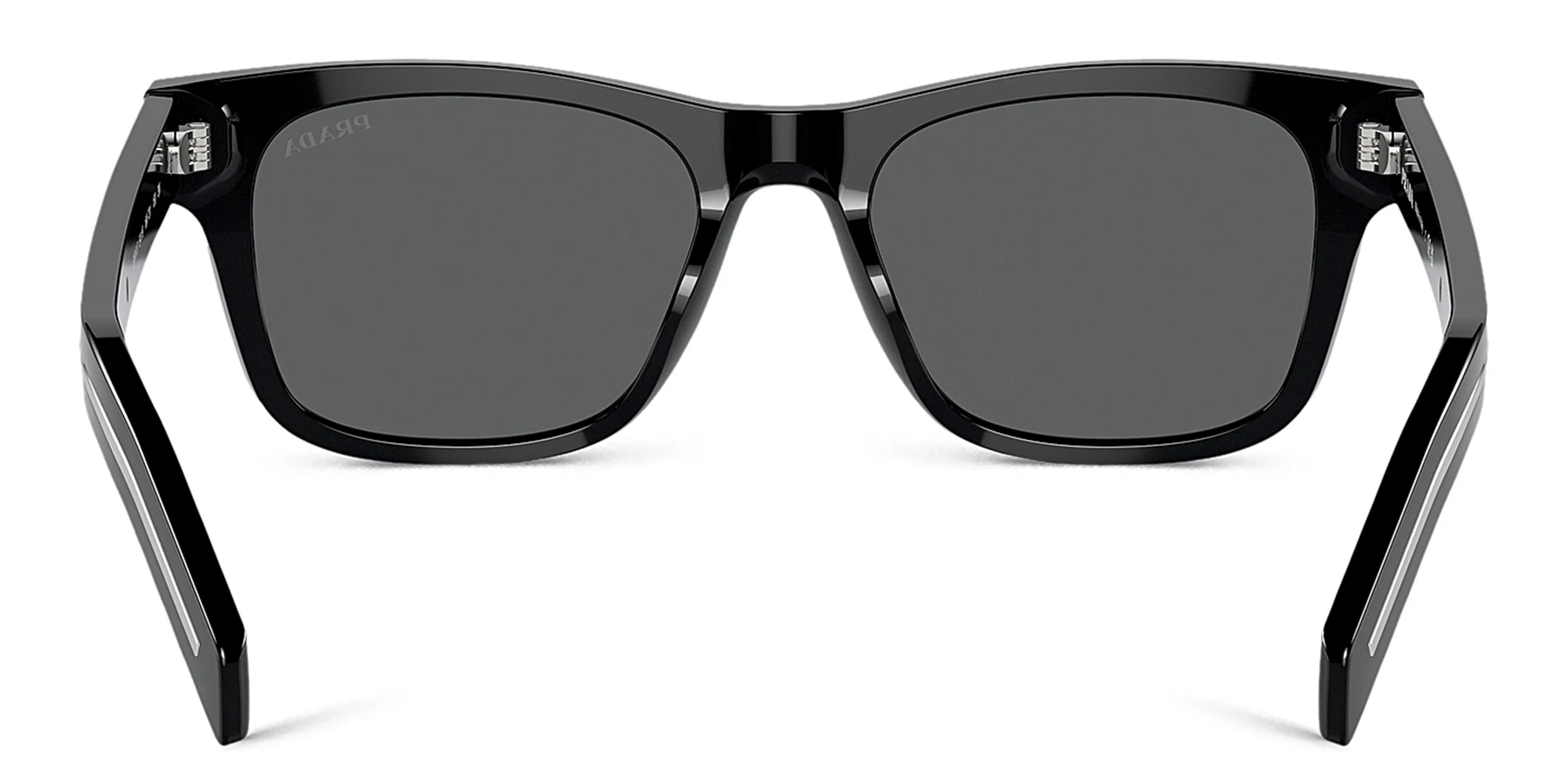Shop PRADA Logo Rectangle Sunglasses in Black online.
