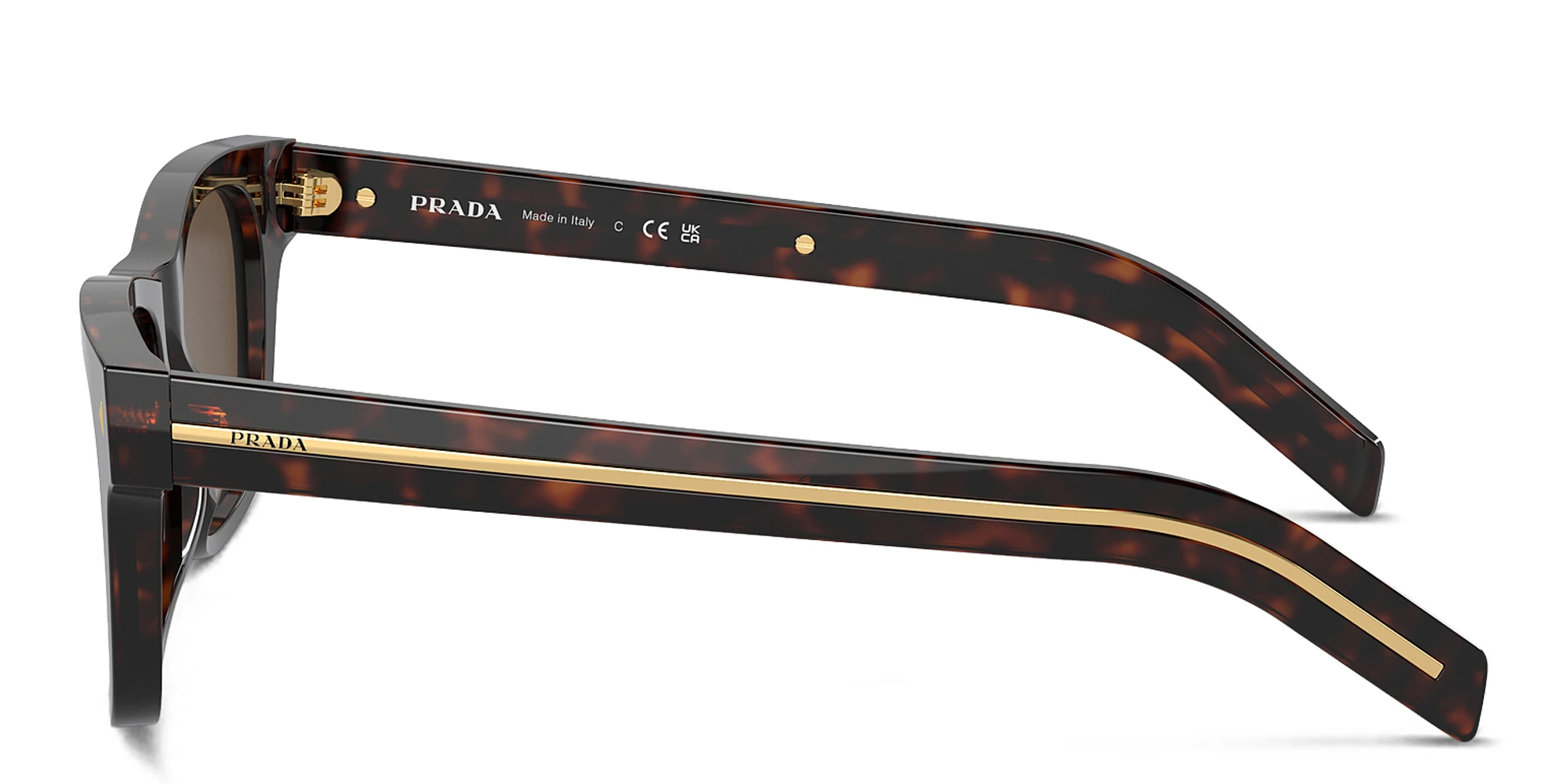 Shop PRADA Logo Rectangle Sunglasses in Tortoise online.