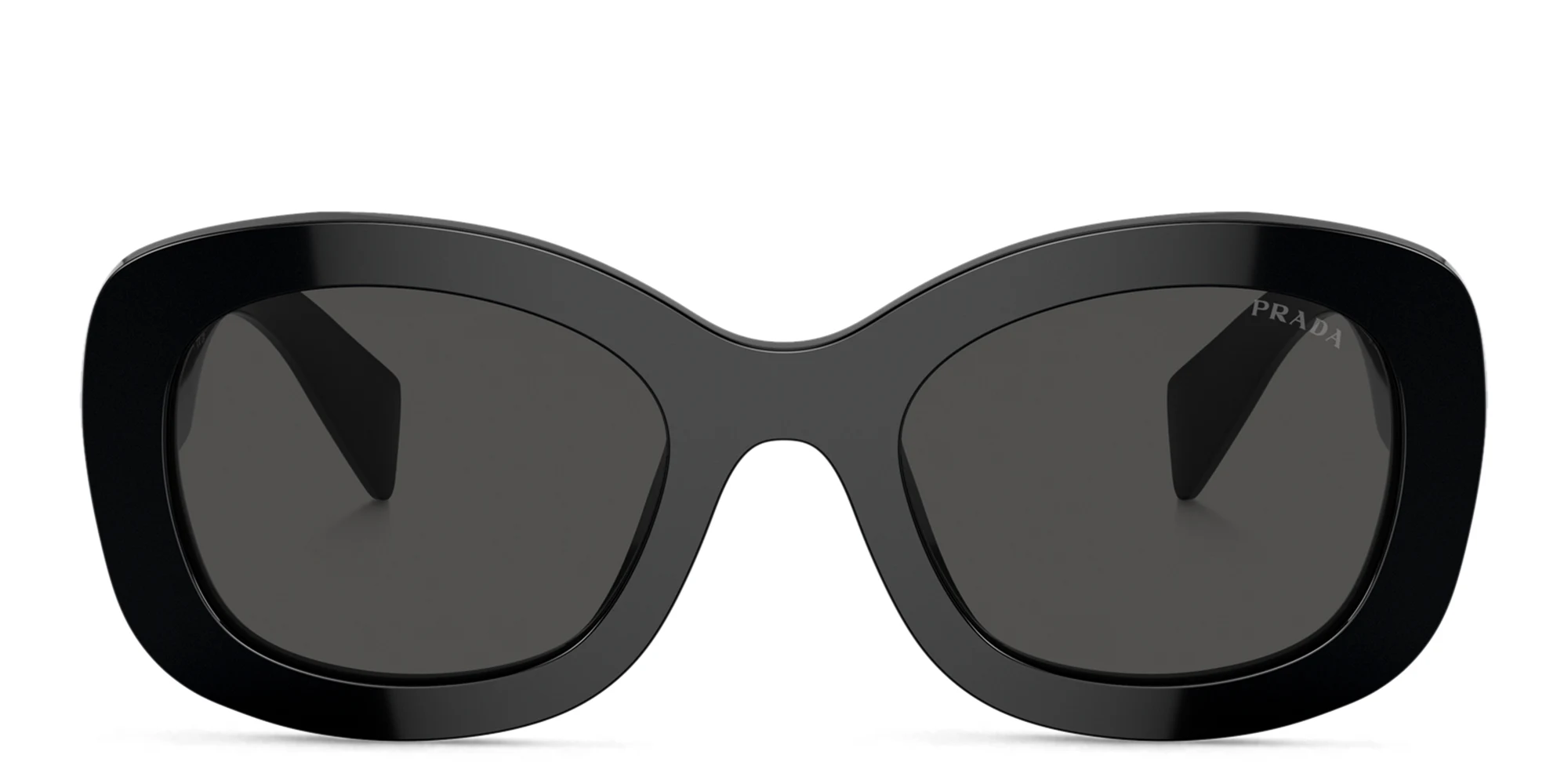 Shop PRADA Logo Oval Sunglasses in Black online.