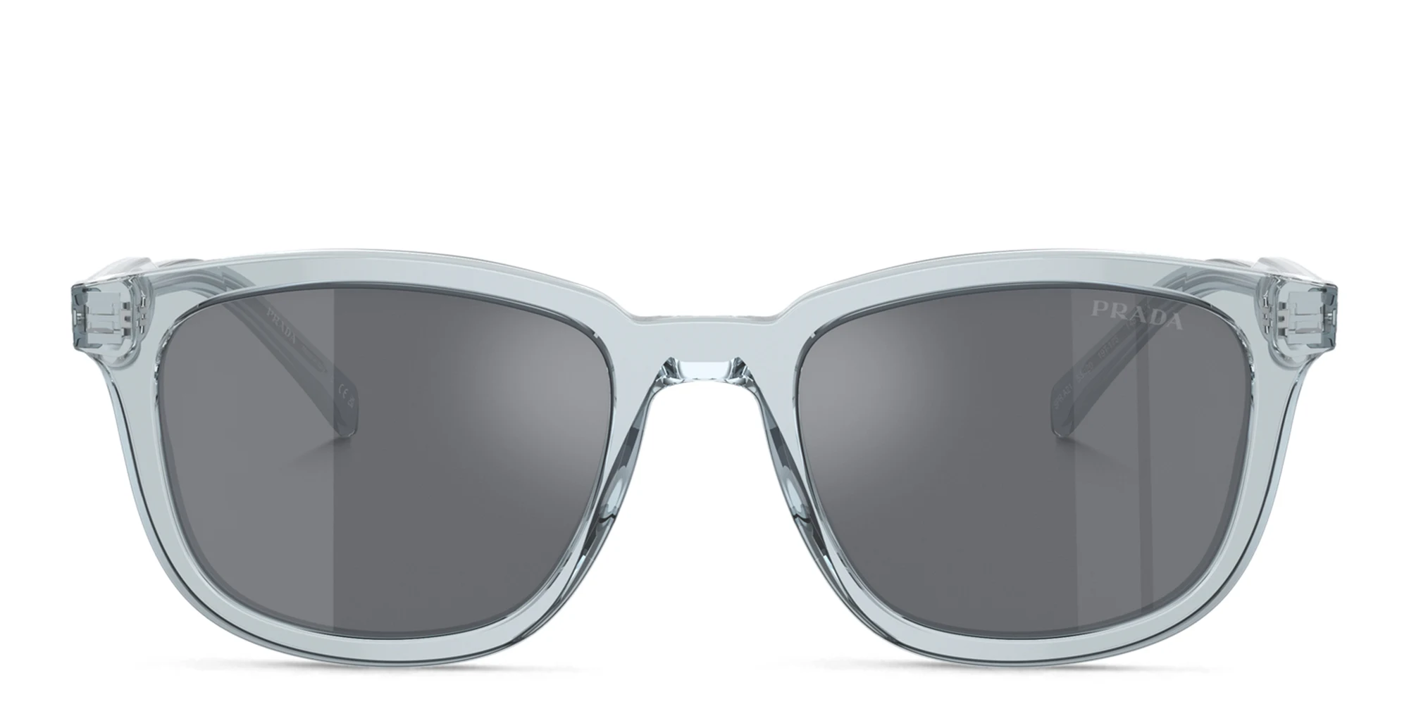 Shop PRADA Logo Pillow Sunglasses in Transparent Azure online.