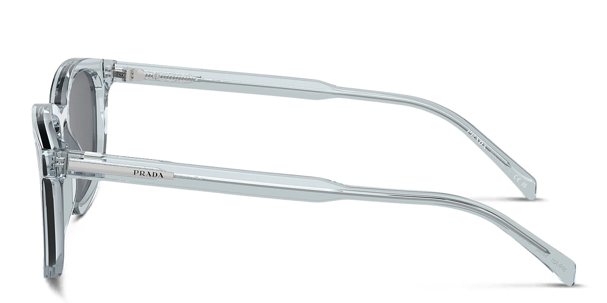 Shop PRADA Logo Pillow Sunglasses in Transparent Azure online.
