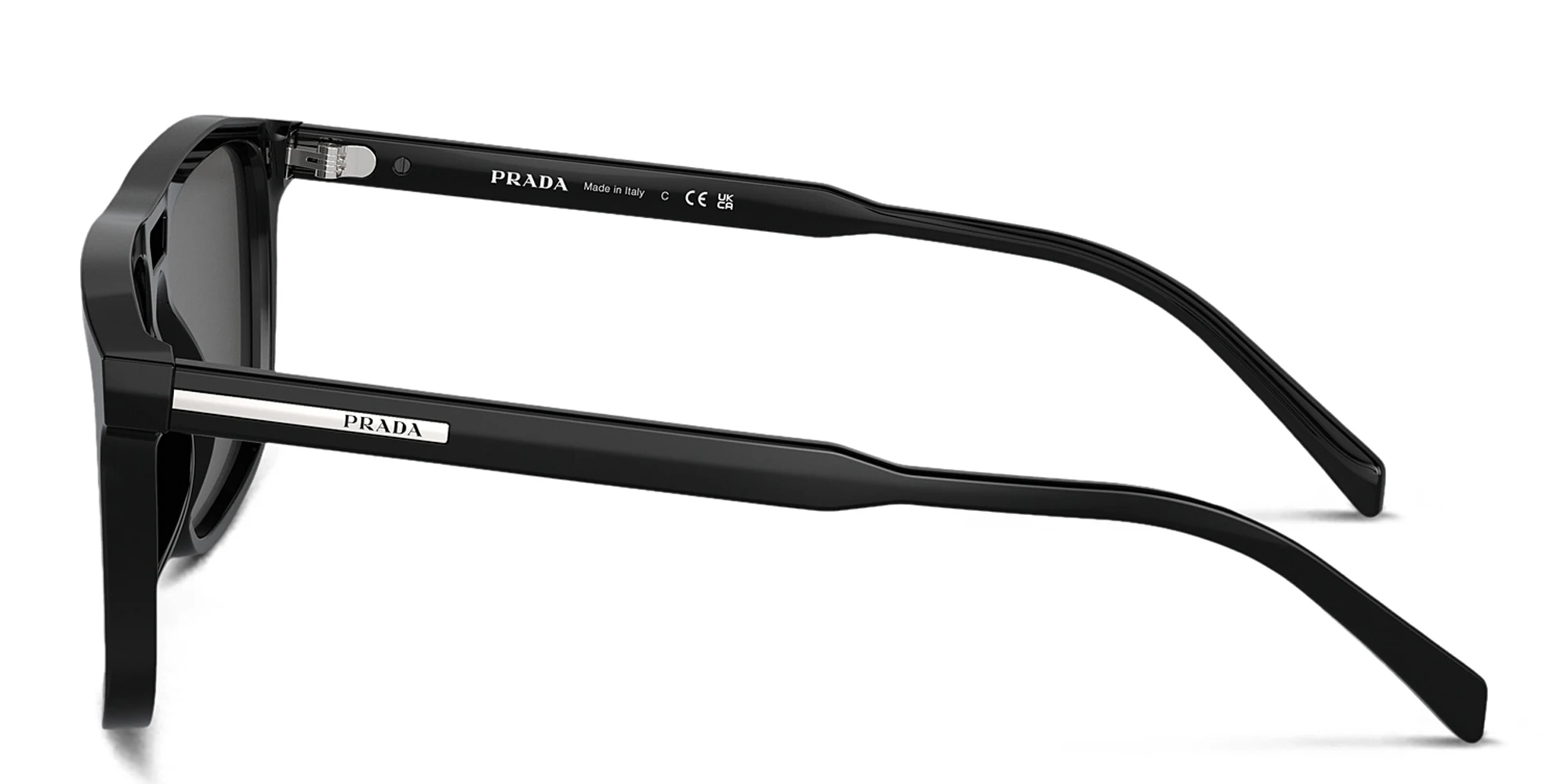 Shop PRADA Logo Rectangle Sunglasses in Black online.