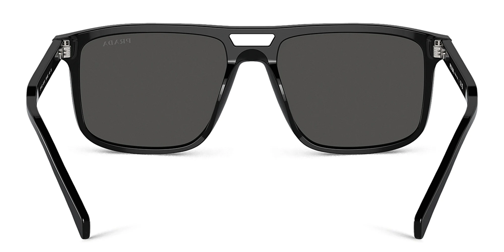 Shop PRADA Logo Rectangle Sunglasses in Black online.