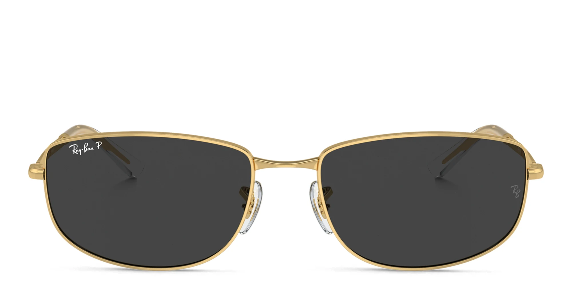 Shop Ray-Ban Logo Unisex Irregular Sunglasses in Gold online.
