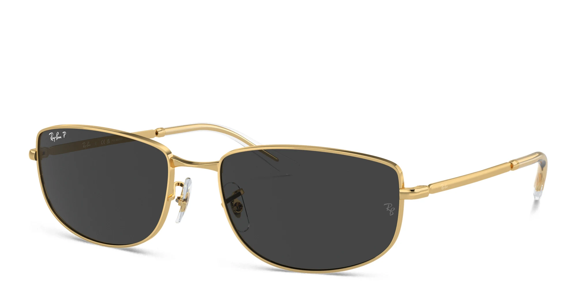 Shop Ray-Ban Logo Unisex Irregular Sunglasses in Gold online.