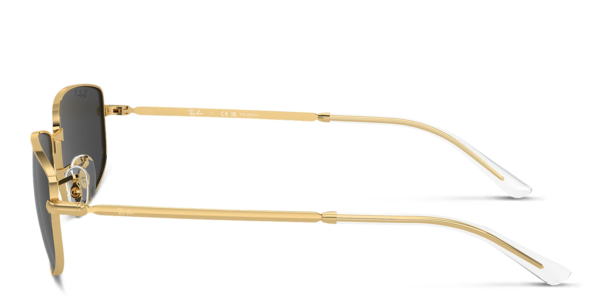 Shop Ray-Ban Logo Unisex Irregular Sunglasses in Gold online.