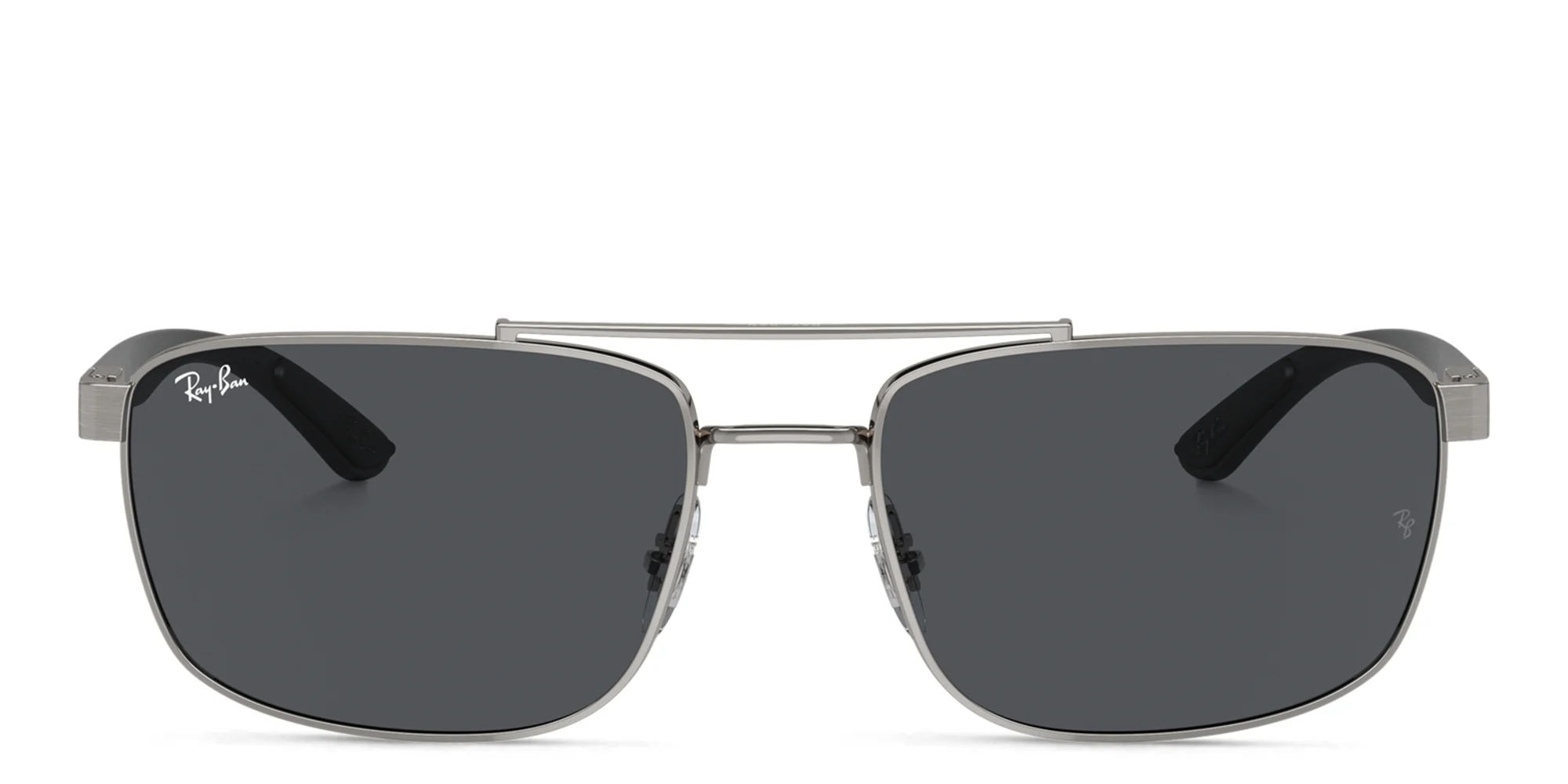 Shop Ray-Ban Logo Unisex Rectangle Sunglasses in Gunmetal online.