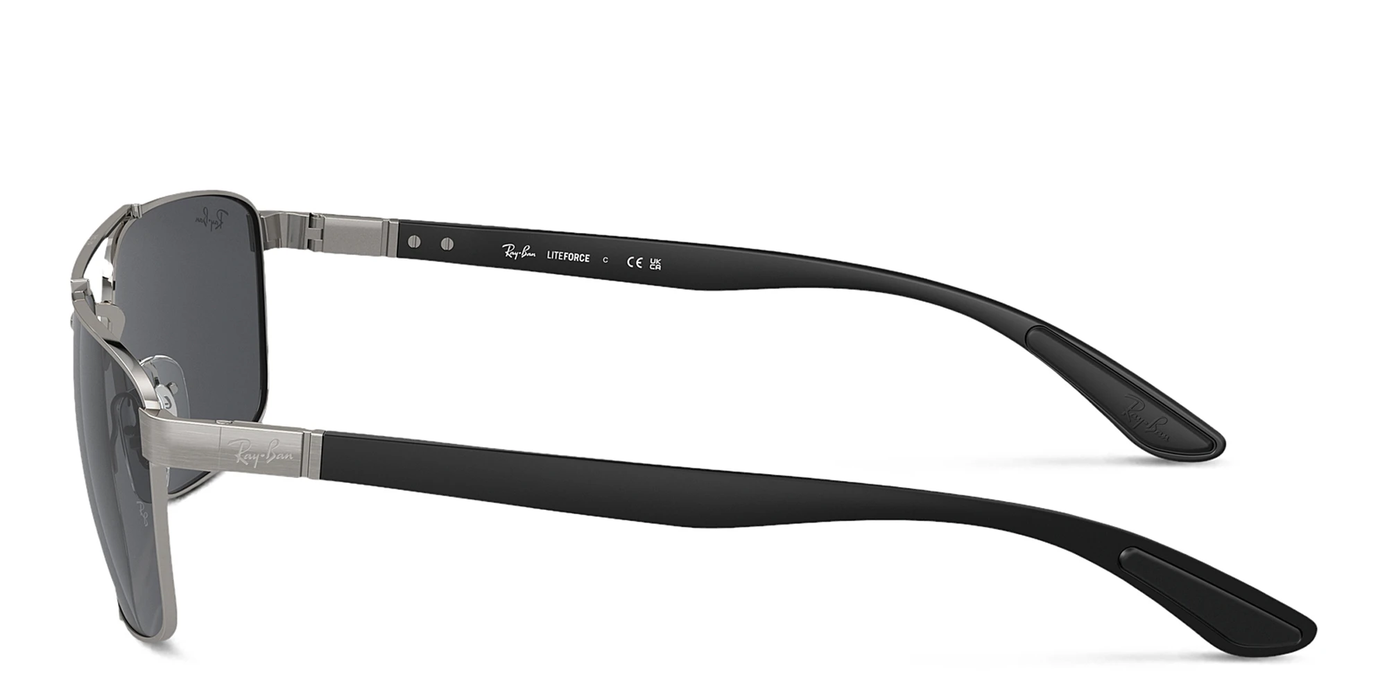 Shop Ray-Ban Logo Unisex Rectangle Sunglasses in Gunmetal online.