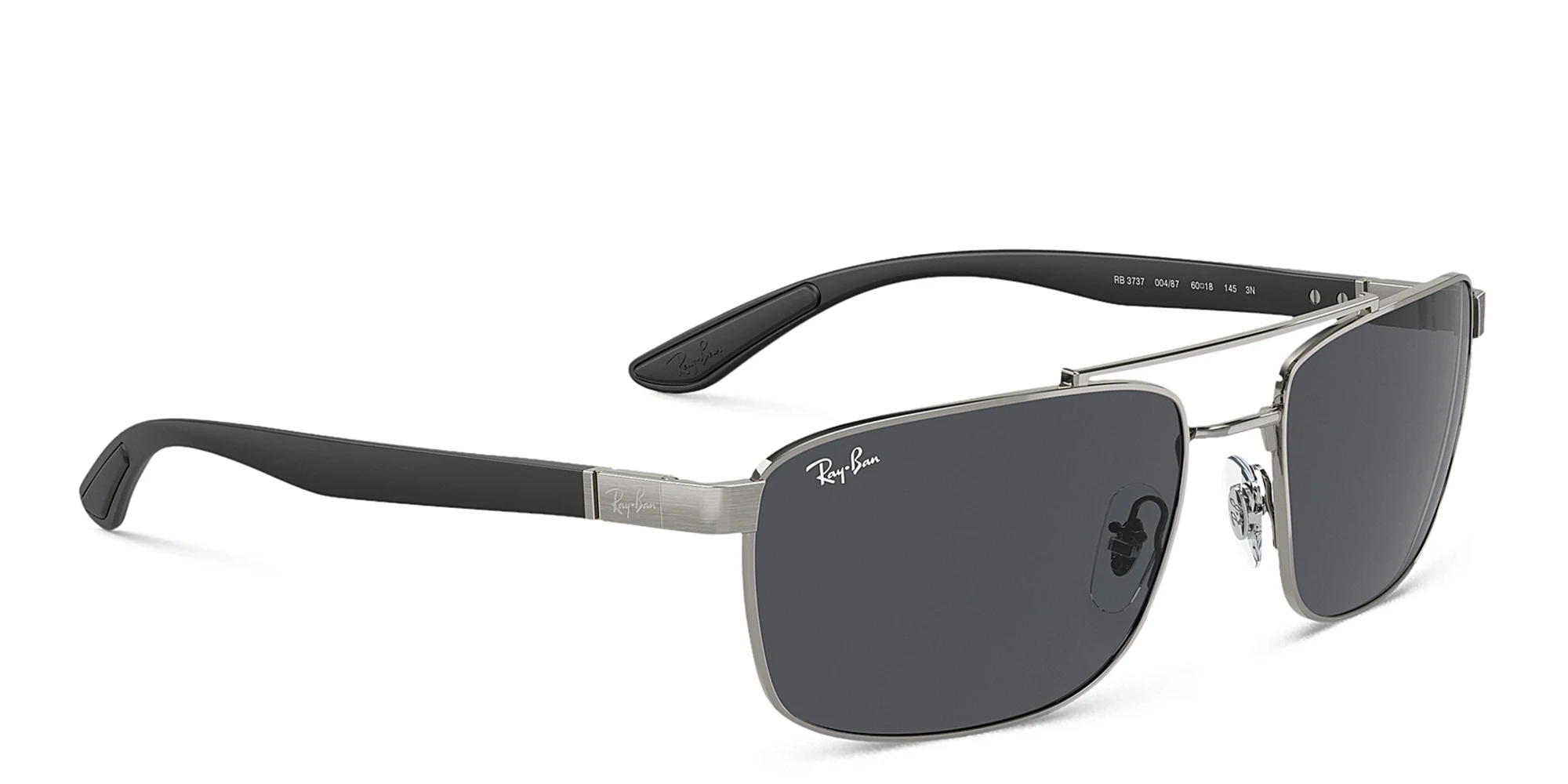 Shop Ray-Ban Logo Unisex Rectangle Sunglasses in Gunmetal online.
