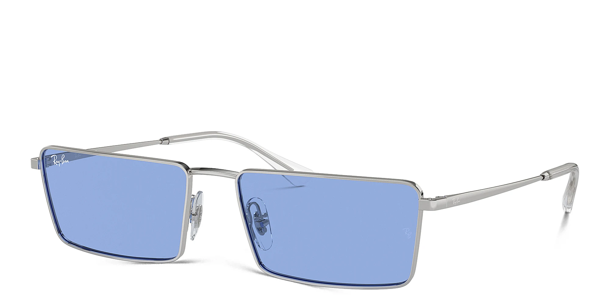 Shop Ray-Ban Emy Unisex Rectangle Sunglasses in Silver online.