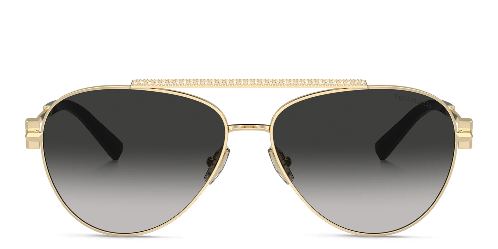 Shop TIFFANY T Motif Pilot Sunglasses in Pale Gold online.