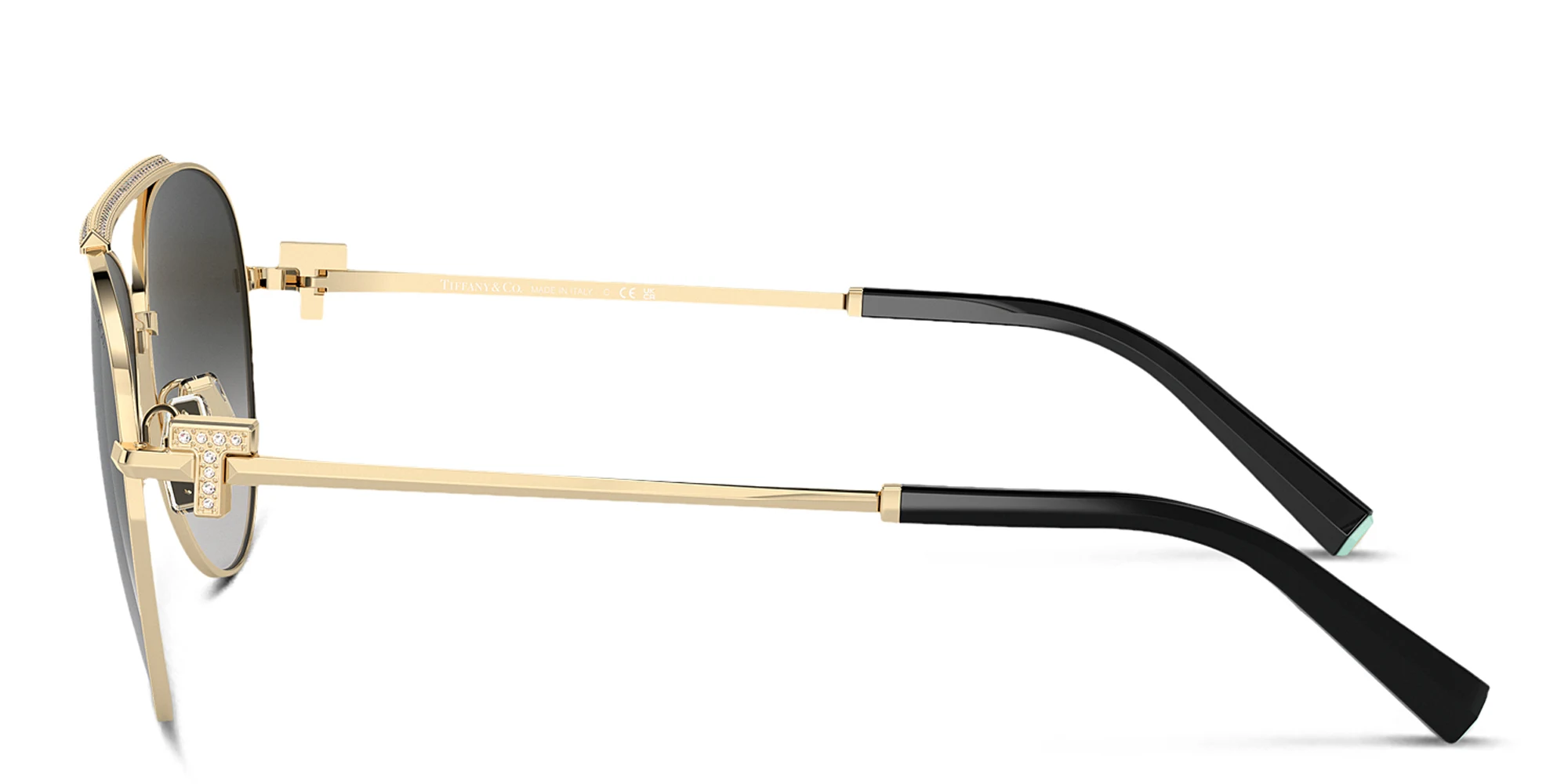 Shop TIFFANY T Motif Pilot Sunglasses in Pale Gold online.