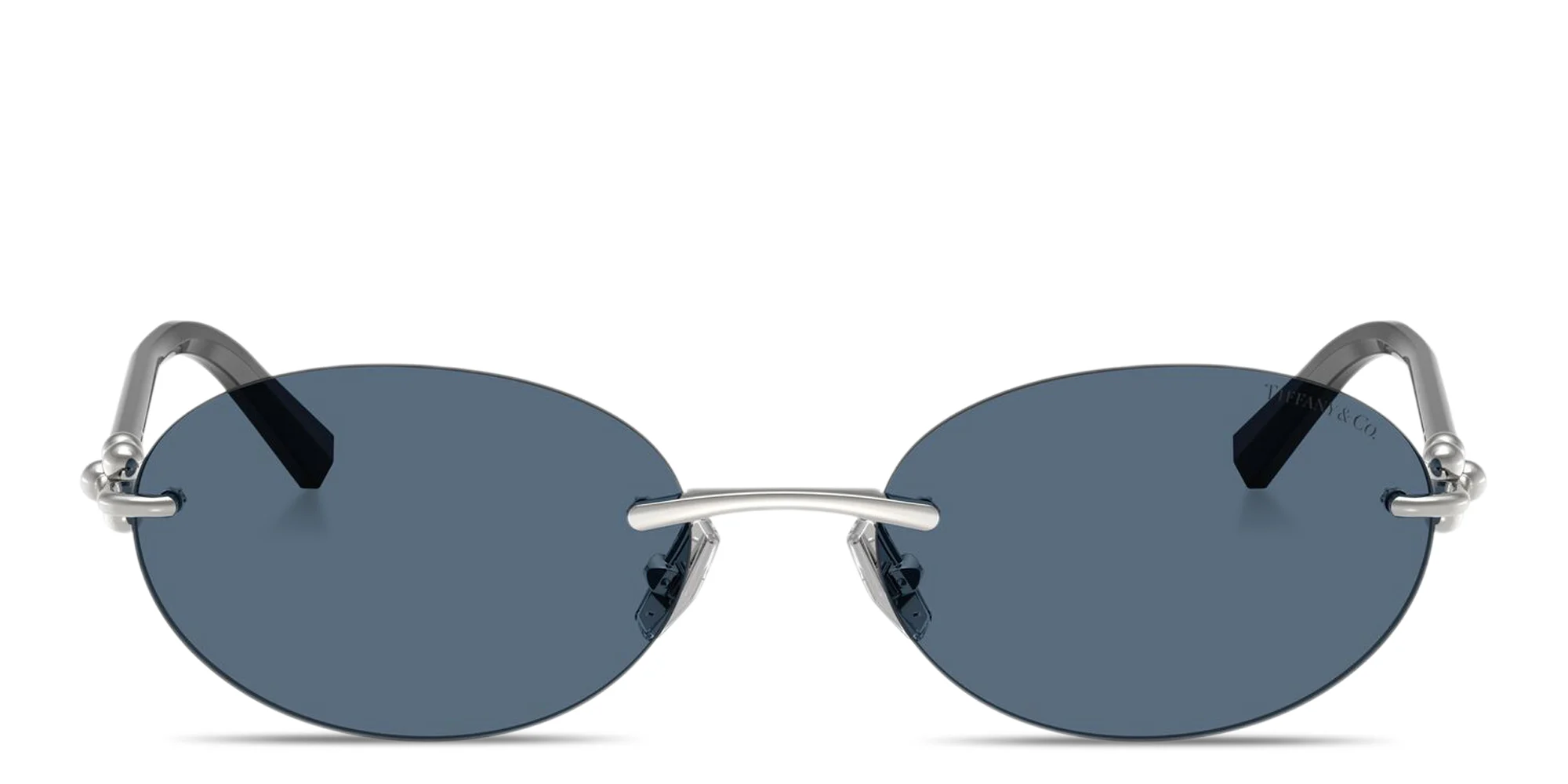 Shop TIFFANY Tiffany HardWear Rimless Oval Sunglasses in Silver online.