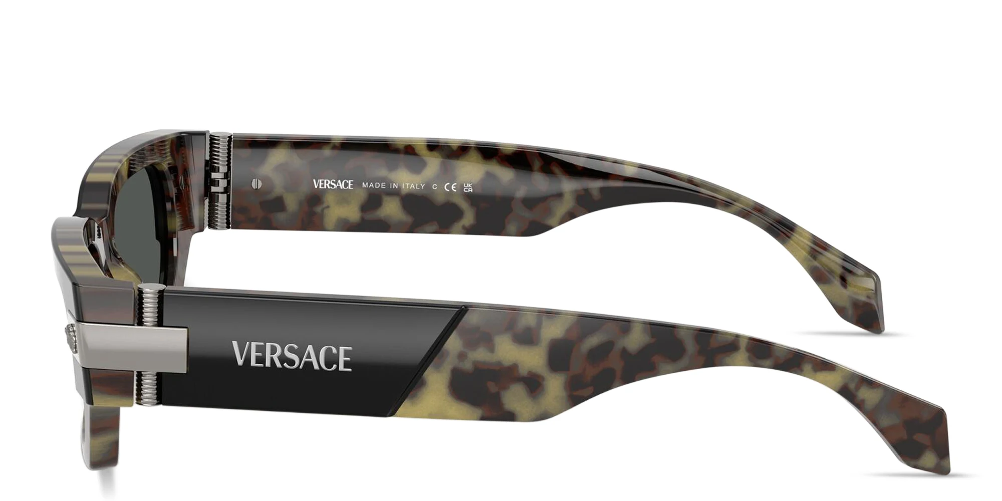 Shop VERSACE Medusa Rectangle Sunglasses in Havana online.