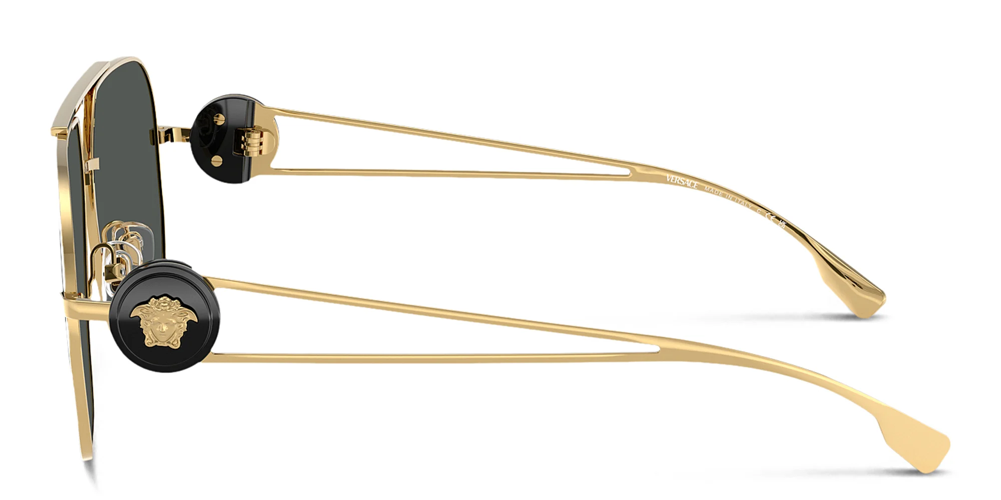 Shop VERSACE Medusa Irregular Sunglasses in Gold online.