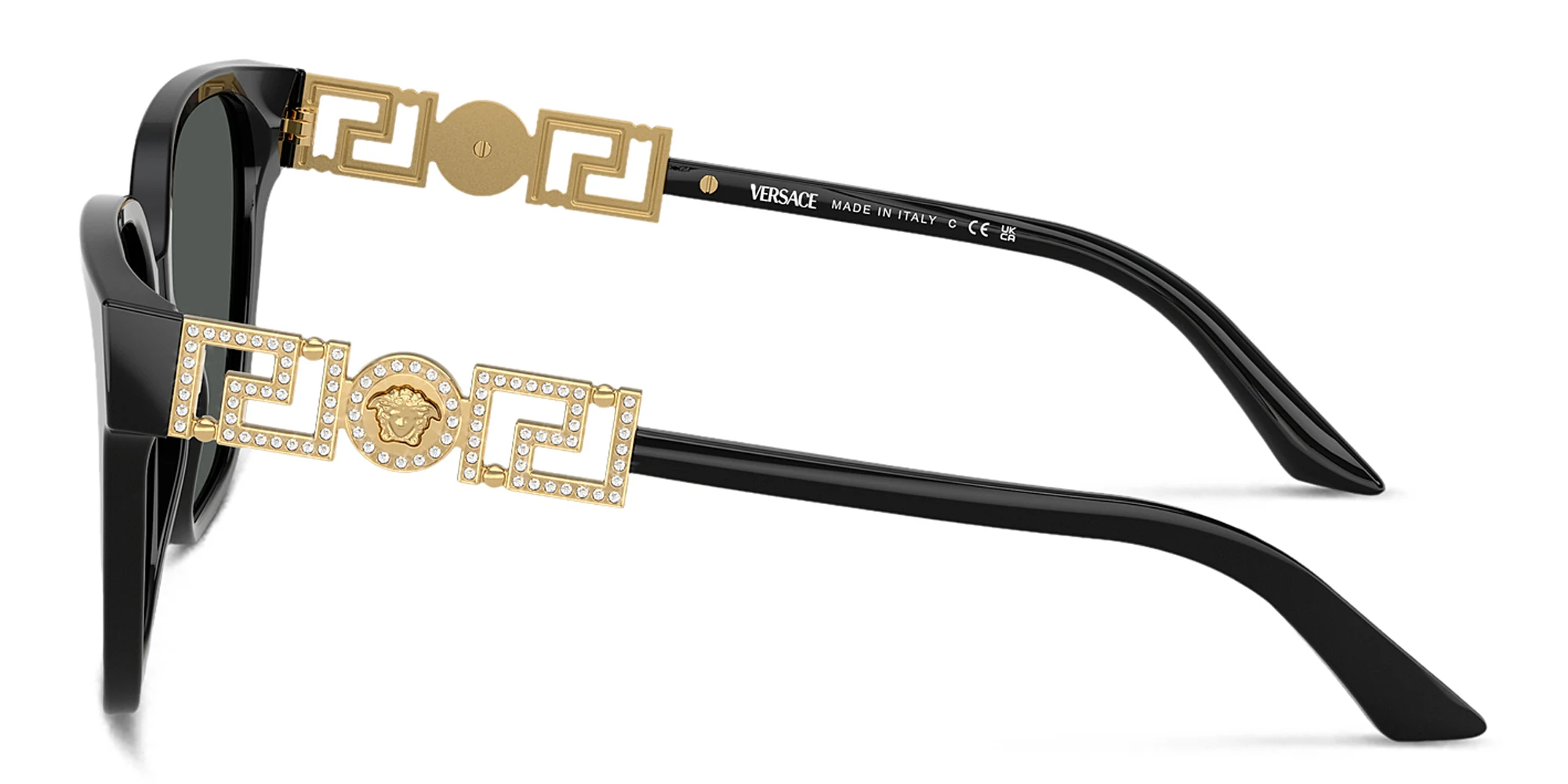 Shop VERSACE Medusa Butterfly Sunglasses in Black online.