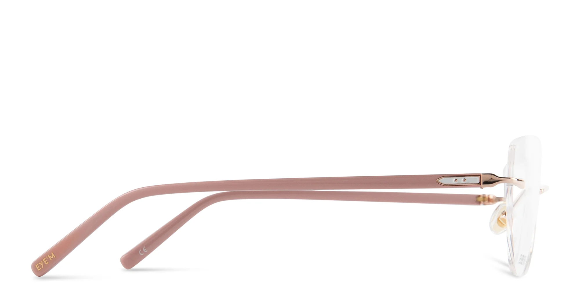 Shop EYE'M Rimless Wide Cat-Eye Eyeglasses in Rose Gold online.