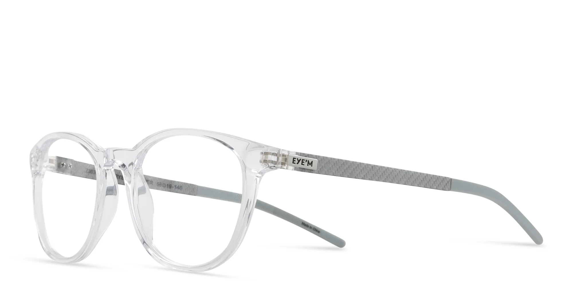 Shop EYE'M Unisex Round Eyeglasses in Crystal Grey online.