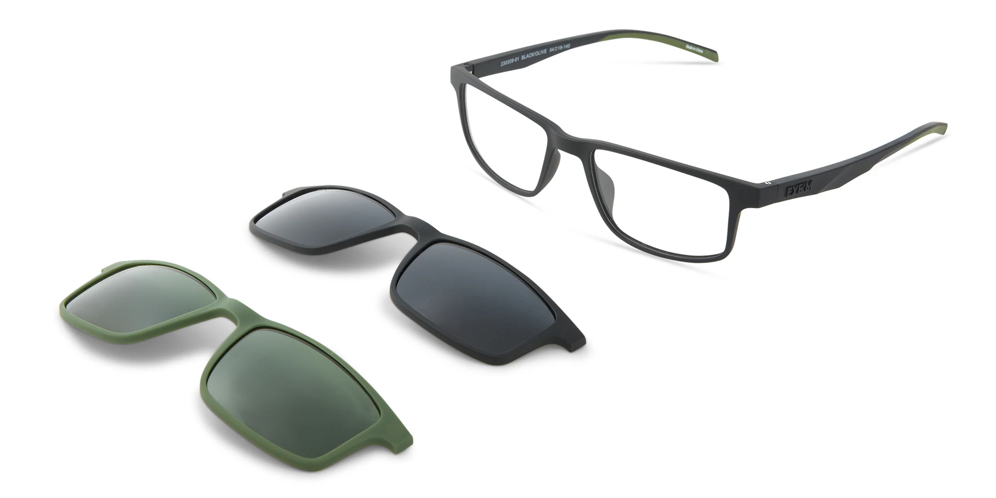 Shop EYE'M Clip-On Rectangle Eyeglasses in Rubber Black online.