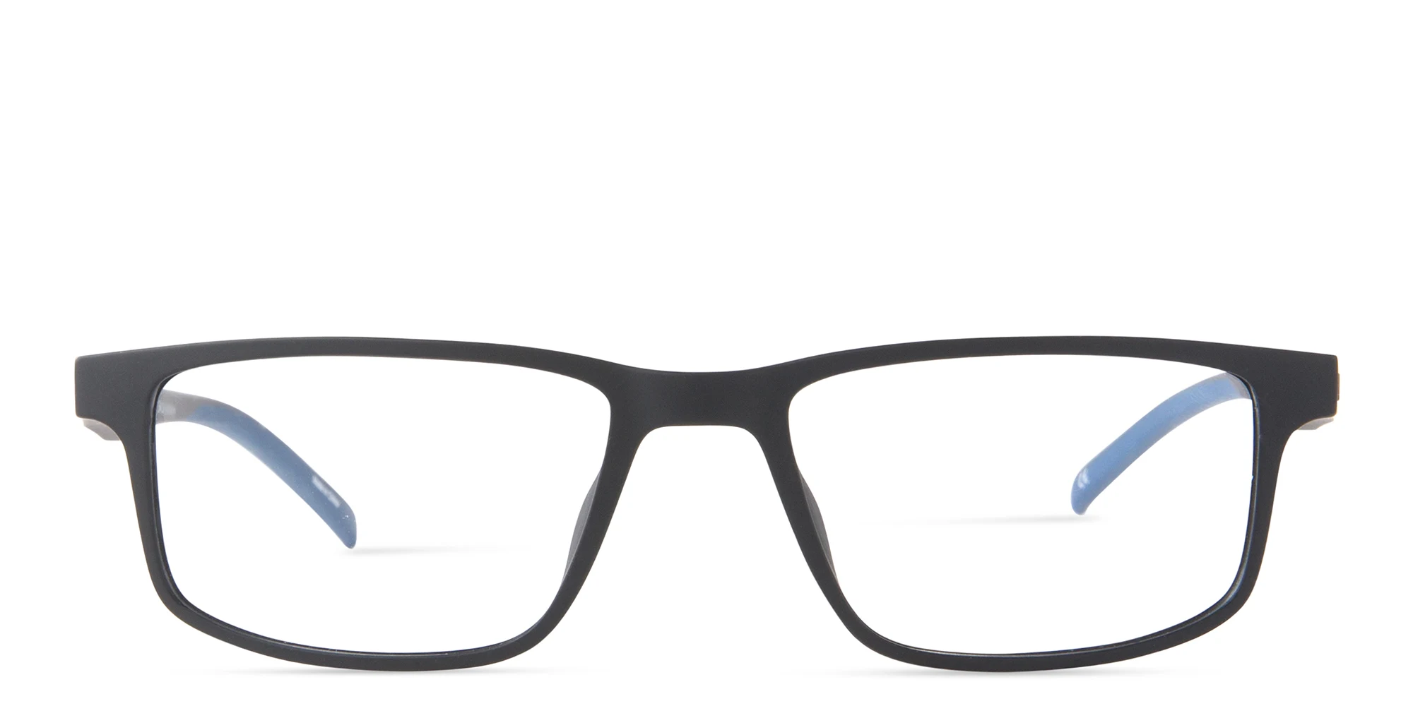 Shop EYE'M Clip-On Rectangle Eyeglasses in Matte Black online.
