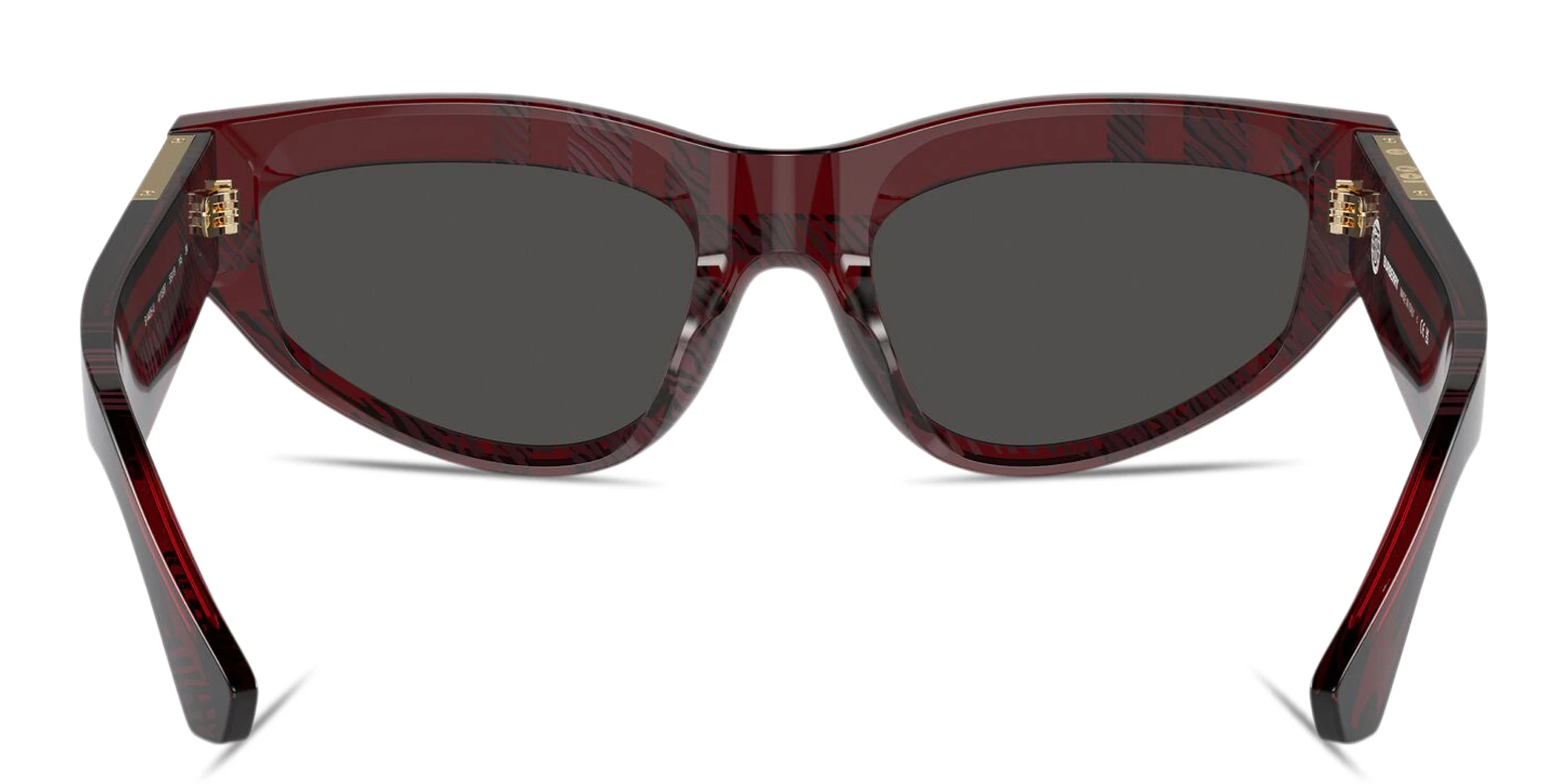 Shop BURBERRY Engraved Logo Cat-Eye Sunglasses in Check Red online.