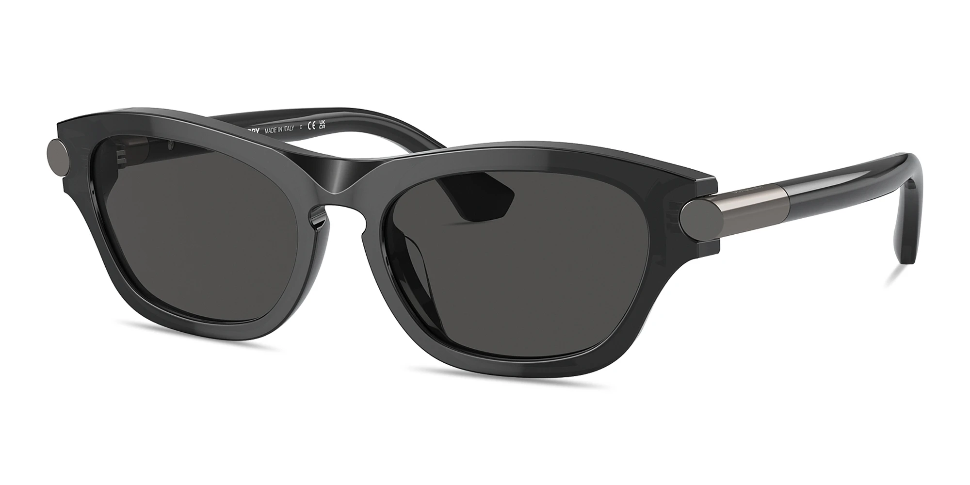 Shop BURBERRY Logo Signature Irregular Sunglasses in Grey online.