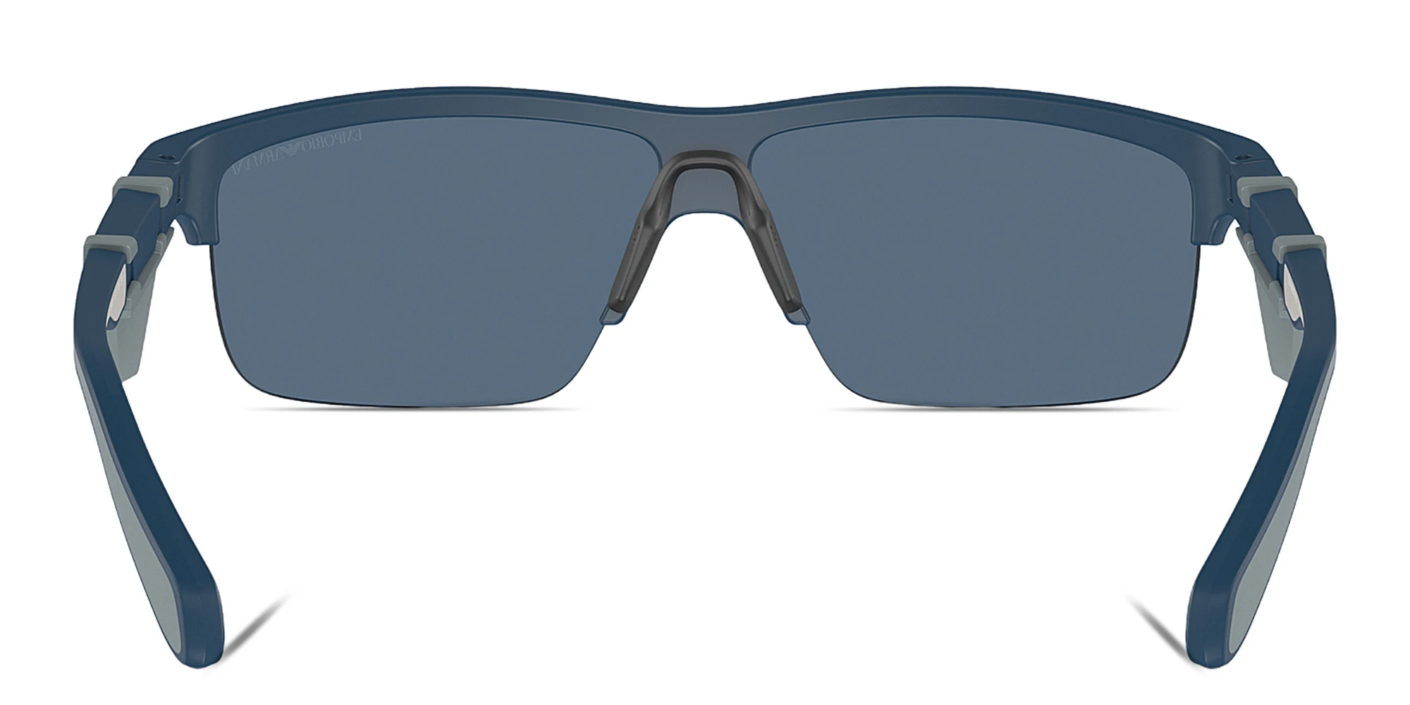 تسوق نظارات شمسية غير منتظمة بنصف إطار على شكل قناع امبوريو أرماني بلون أزرق أونلاين.