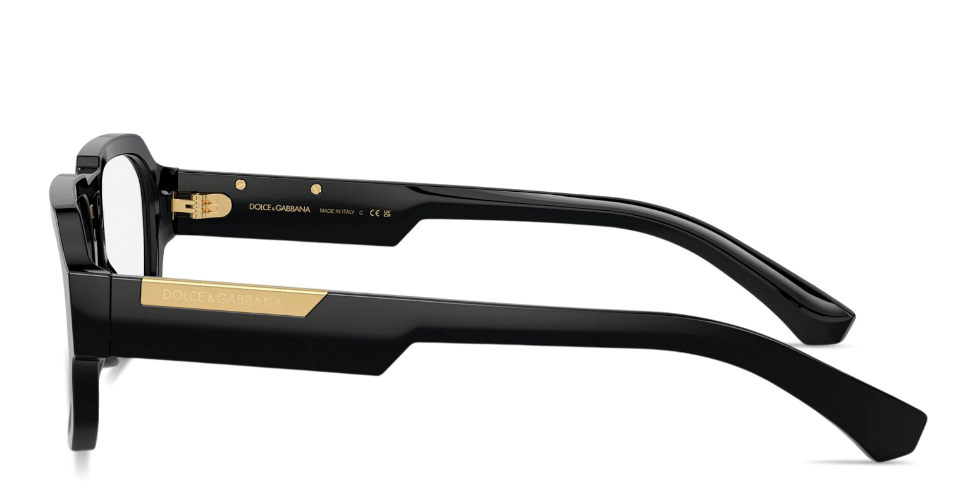 Shop Dolce & Gabbana Engraved Logo Wide Pilot Eyeglasses in Black online.