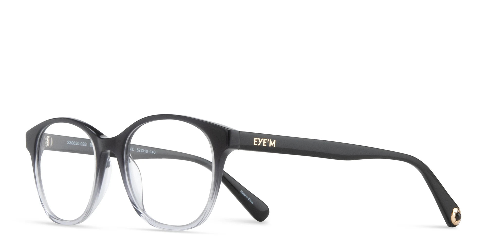Shop EYE'M Round Eyeglasses in Gradient Black online.