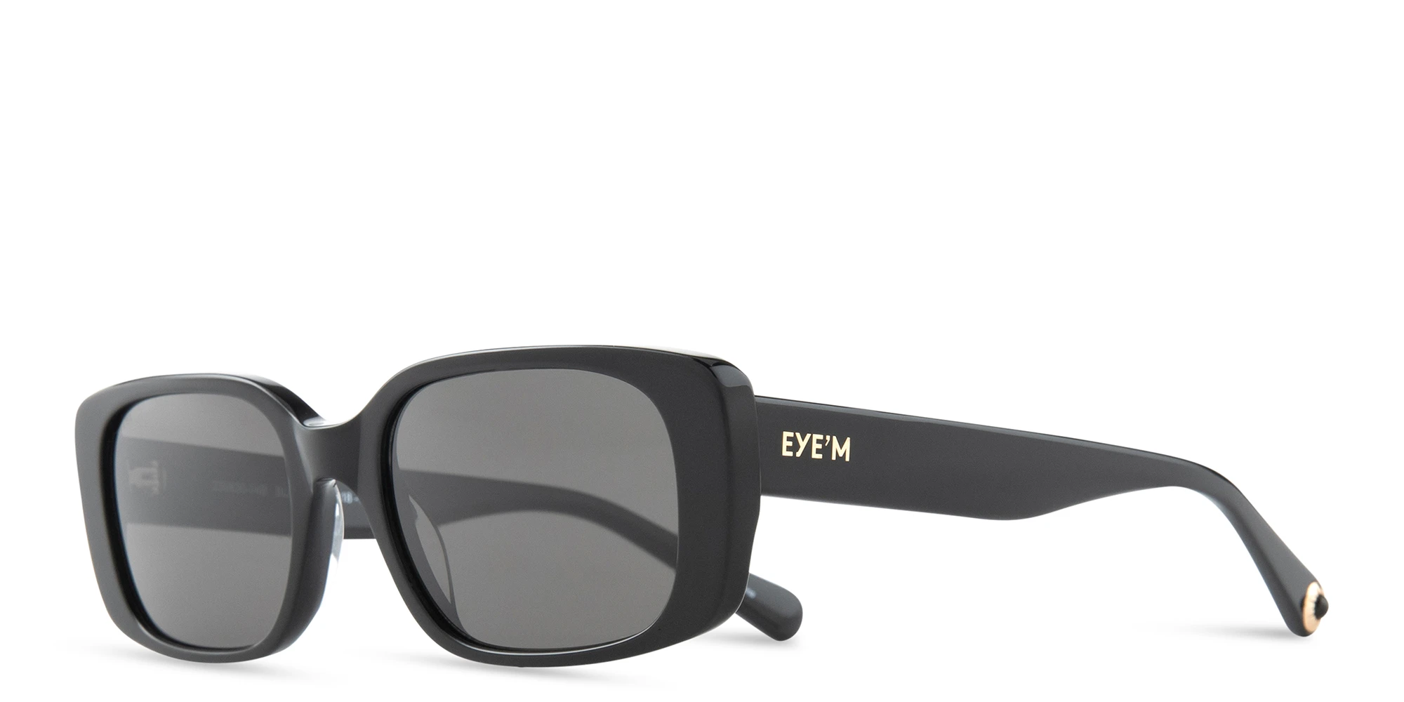 Shop EYE'M Rectangle Sunglasses in Shiny Black online.