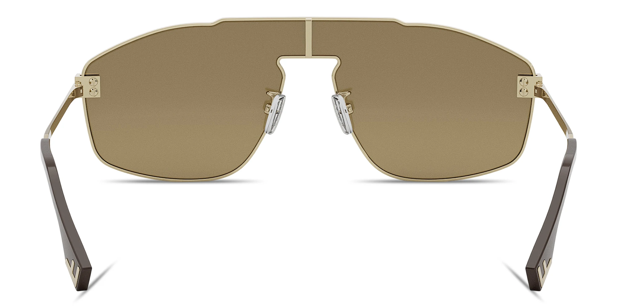 Shop FENDI Sky Wide Aviator Sunglasses in Gold online.