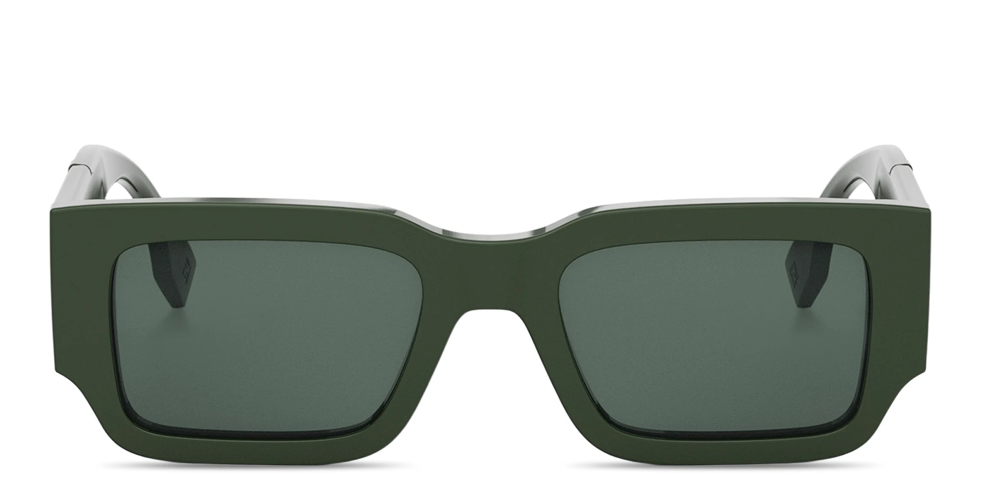 Shop FENDI Fendi Diagonal Rectangle Sunglasses in Green online.