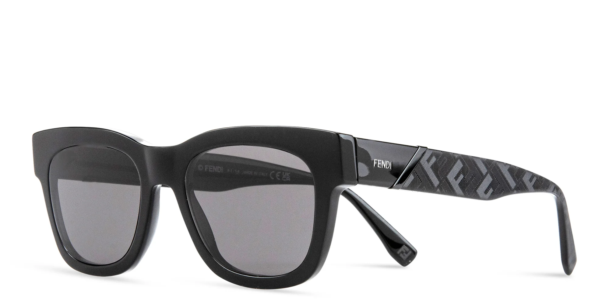 Shop FENDI Diagonal Square Sunglasses in Black online.