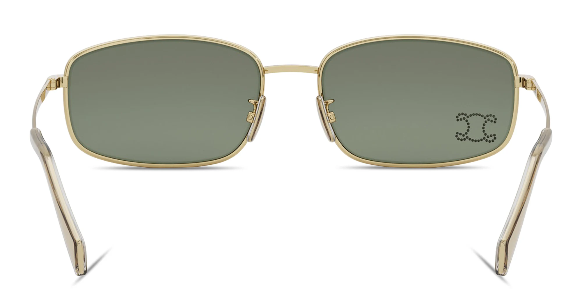 Shop CELINE Rhinestone Triomphe Rectangular Sunglasses in Gold online.