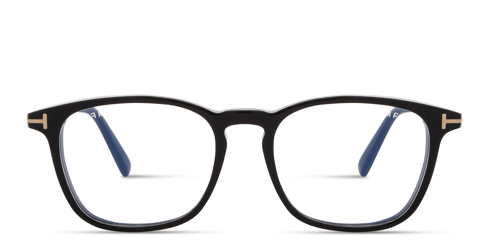 Shop TOM FORD T Logo Square Eyeglasses in Black online.