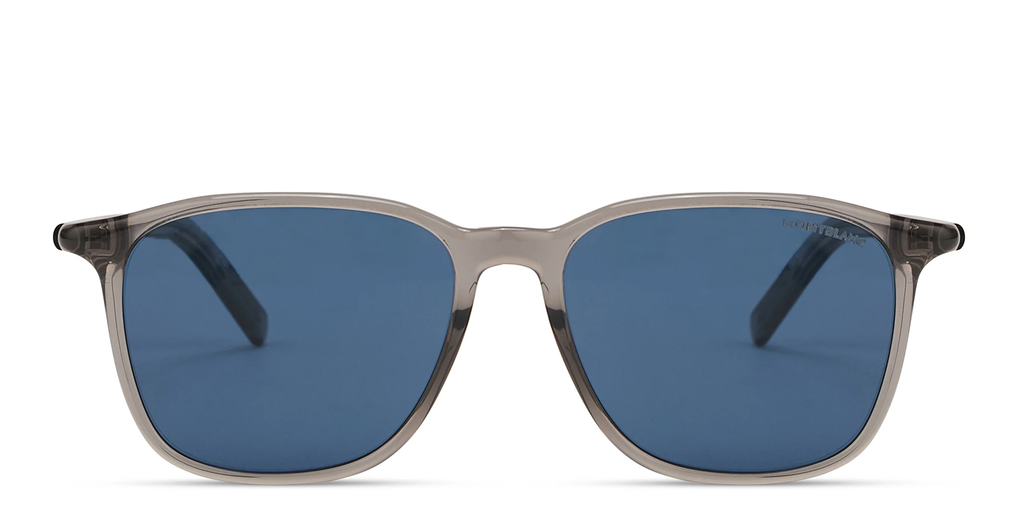 Shop MONTBLANC Snowcap Square Sunglasses in Transparent Grey online.