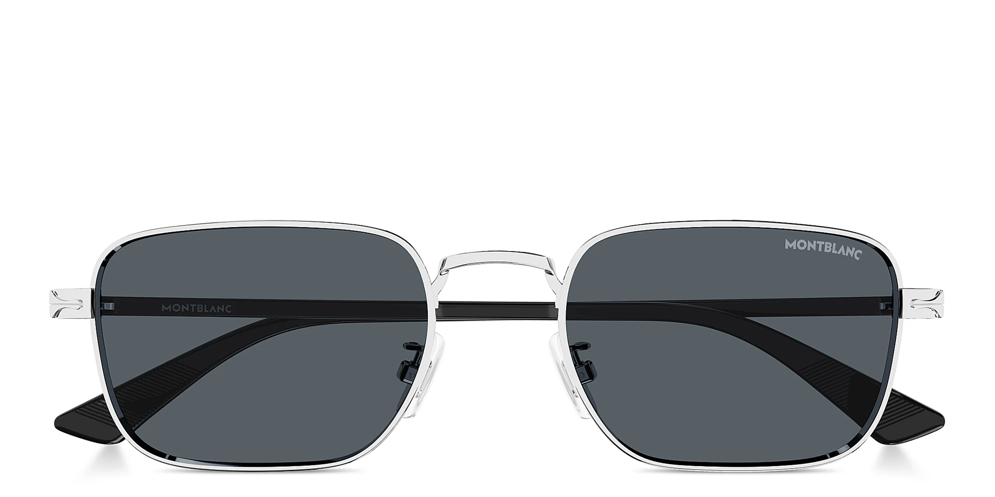 تسوق نظارات شمسية مستطيلة بشعار الريشة الخاصة بالأقلام مونت بلانك بلون فضي أونلاين.